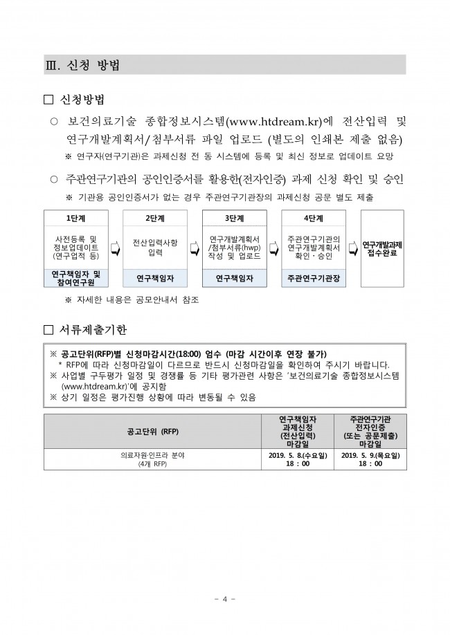 p867_붙임1. 2019년도 제2차 보건의료기술연구개발사업(의료자원·인프라 분야) 신규지원 대상과제 통합공고문.pdf_page_4.jpg
